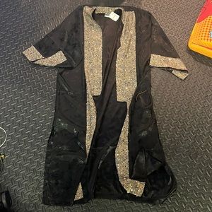 NWT Free People black with sequin Kimono Duster